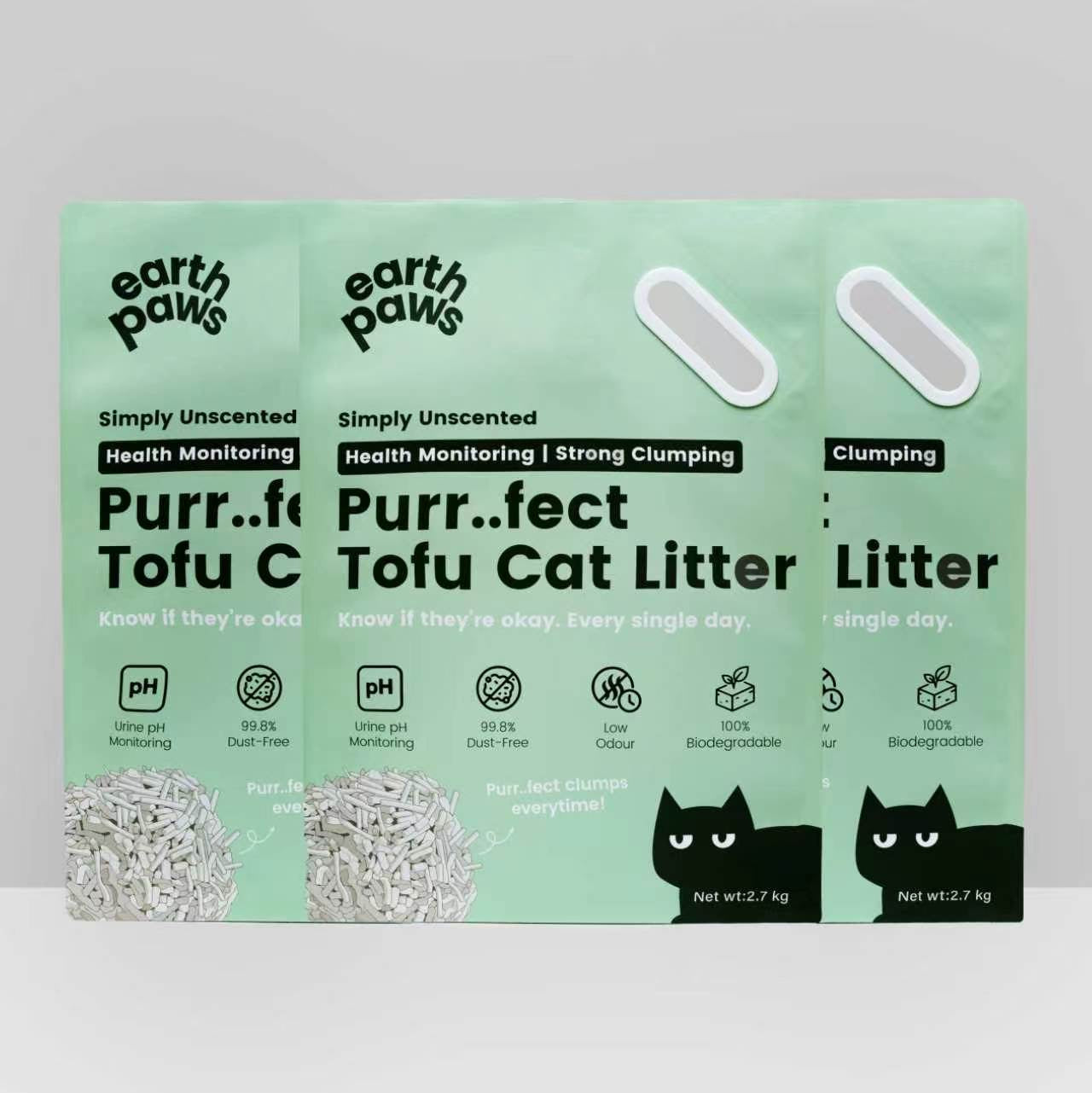 Three bags of EarthPaws Purr..fect Tofu Cat Litter