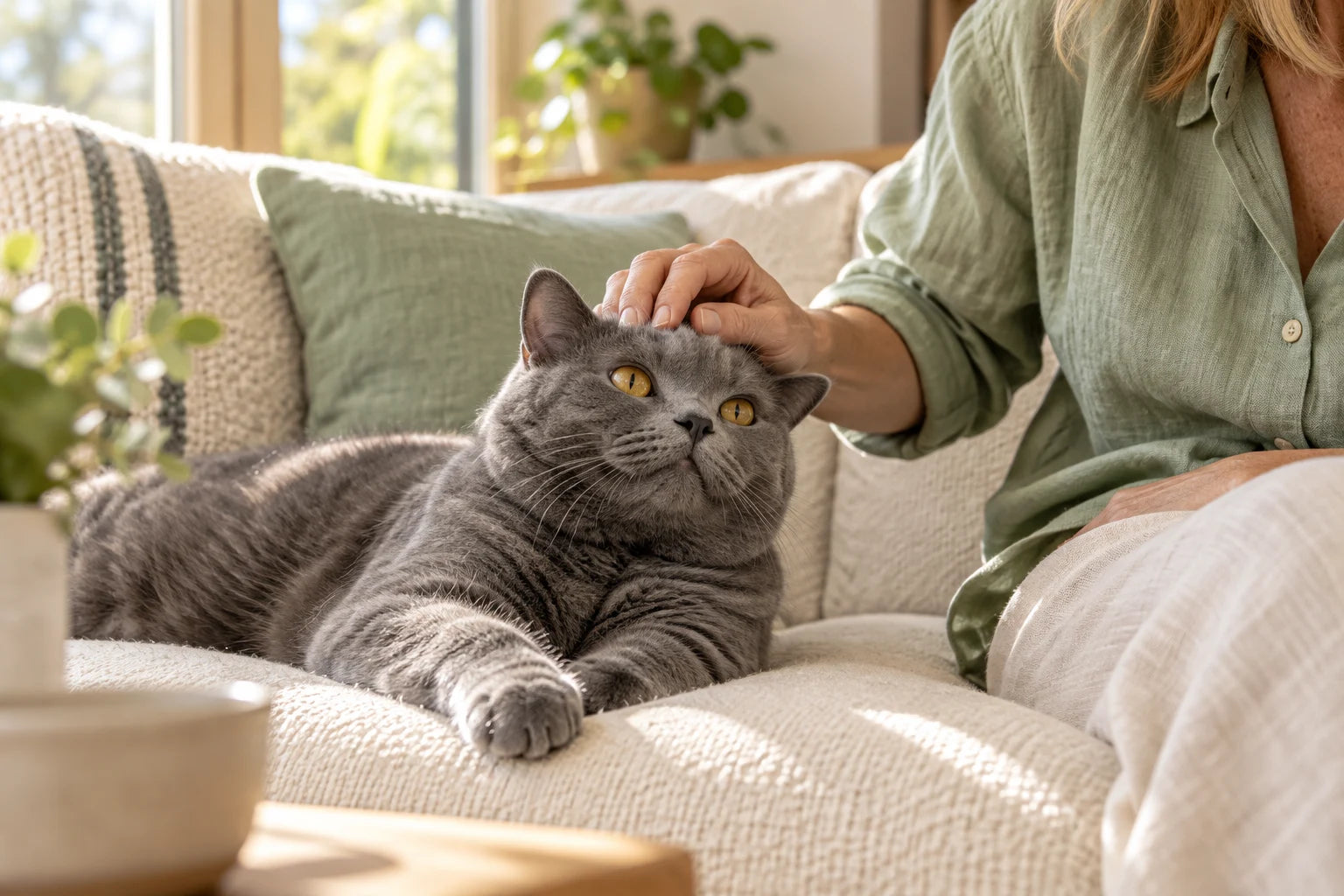 A cat enjoying a quiet moment at home